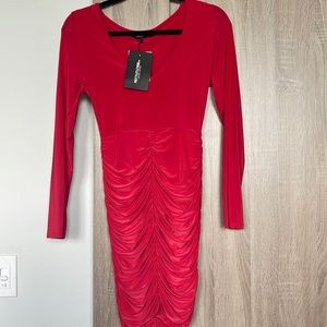 Red Bodycon Roushed Dress